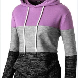 GIVON colorblock hoodie purple, gray, charcoal small